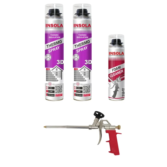 Lot Mousse expansive Projetable/Pulvérisable - 850 ml + 1 Pistolet + 1 Nettoyant