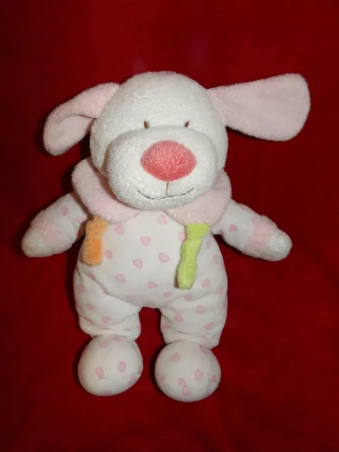 Doudou Peluche Gipsy Chien Blanc Rose Coeur 30 cm