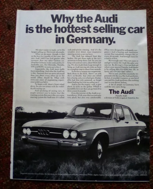 1971 Audi 100 LS Print ad 10.5 x 13.25