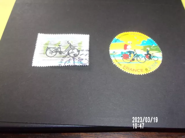 Lot 2 timbres 2023 Fete du timbre velo oblitérés cachet rond