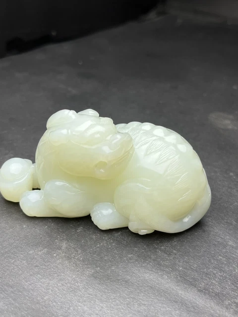 Chinese Exquisite Handmade Brave Troops carving Hetian Jade Statue
