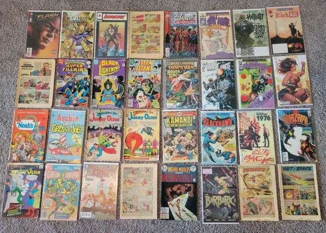 Lot Of 32 Vintage Comics- Mostly DC, Silver To Modern Age, Various Titles