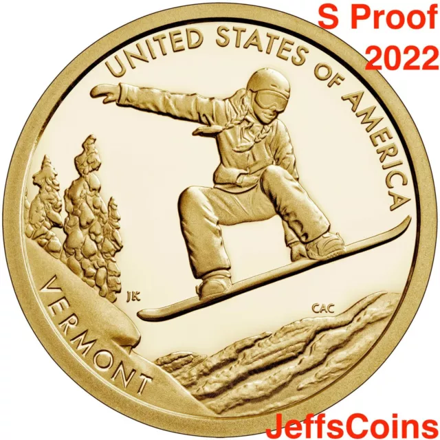 2022 S REVERSE PROOF Snow Boarding Vermont Burton American Innovation #15 Dollar 3