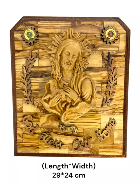 Olive Wood Wall  Decor Jesus The Good Shepherd Hand Made From Bethlehem