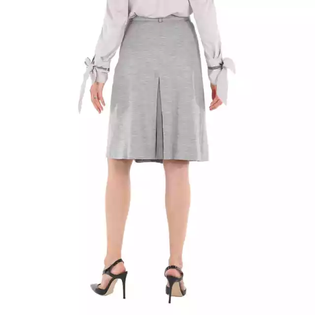 Burberry Cloud Grey Technical Wool Jersey Box-pleat Detail A-line Skirt 3