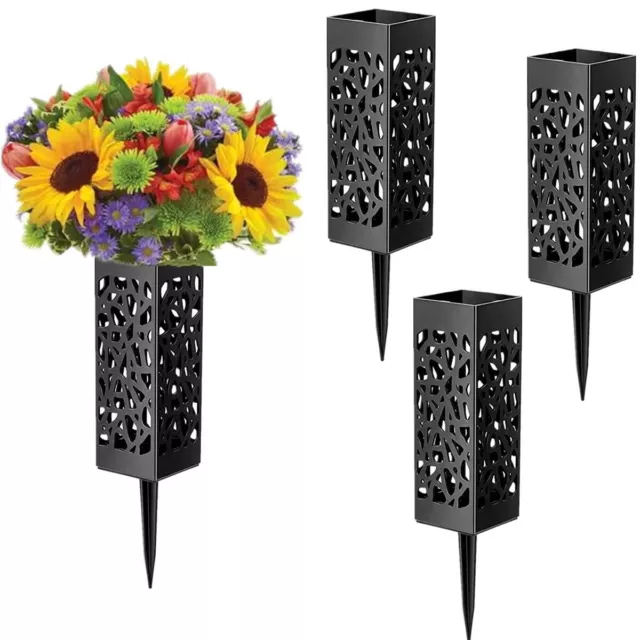 4x Gravestone Vase Outdoor Cemetery Vases Memorial Headstone Floral Holder NEW