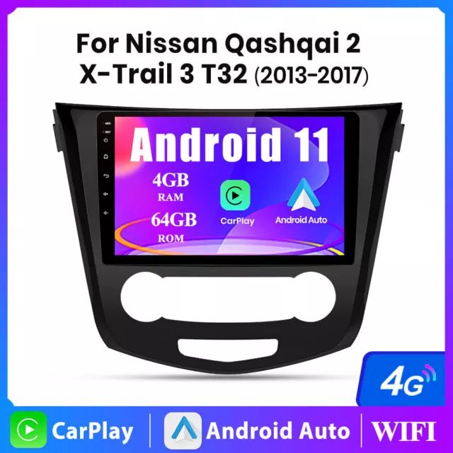 128GB Android Auto Radio For Nissan Qashqai J11 X-Trail 3 T32 2013-2017  Carplay Car