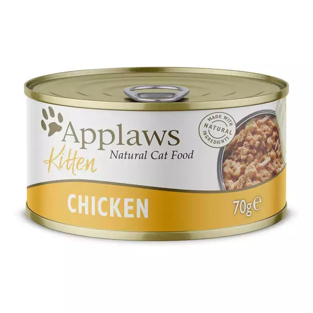 Paquete de 24 aplausos de pollo Applaws 70 g comida para gatos lata BBD 20/06/2024