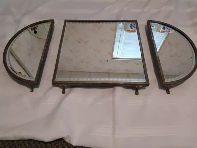 Godinger Never Used Ladies Footed Silver Plate Vanity Mirror Set (3 Pieces)