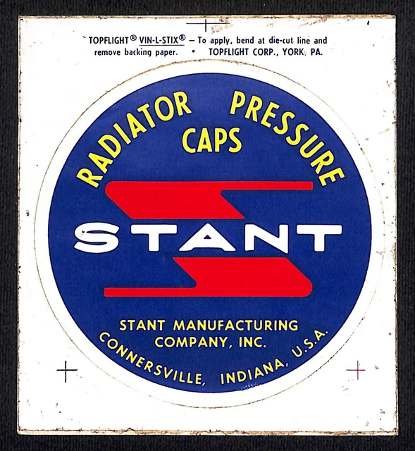 STANT RADIATOR PRESSURE Caps Racing Decal / Auto Sticker c1970 14.99