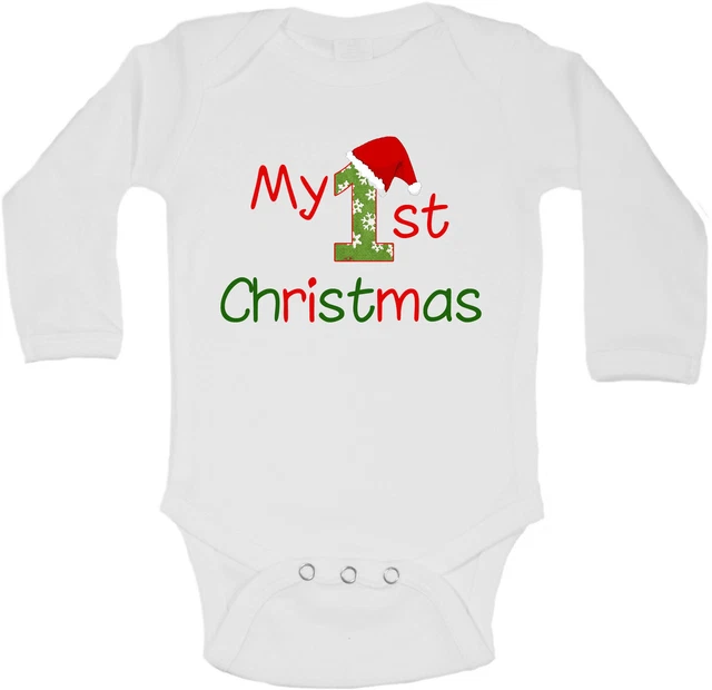 My First Natale Personalizzati Manica Lunga Bambino Body Body Unisex Bianca