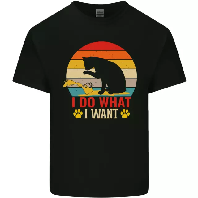 Gatto i Do What i Want Divertente Gattino Amante Uomo Cotone T-Shirt