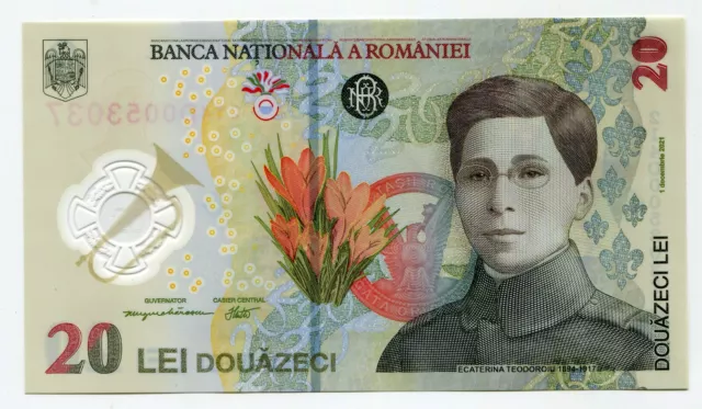 Romanian 2021 20 LEI ,New issue banknote UNC,Ecaterina Teodoroiu,WWI Heroine