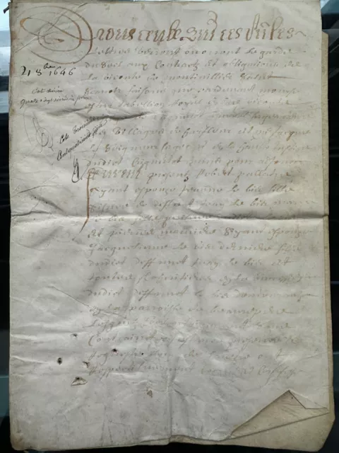 Original August 21, 1646 Antik Handgeschrieben Pergament - 12 Seiten