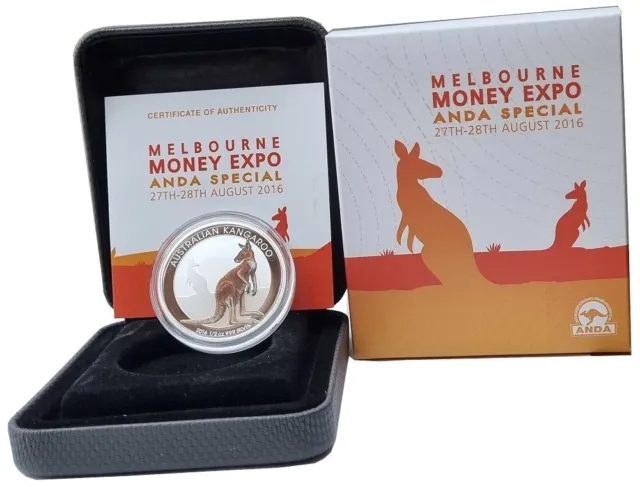 Australien 1/2 Oz Silber Känguru 2016 Farbe - Money Expo Anda Special Melbourne