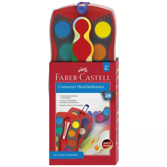 FABER CASTELL Deckfarbkasten Connector 24 Farben rot