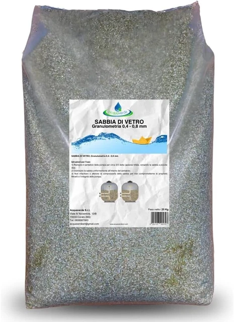 Sacco Di Quarzite Per Filtro Piscina 25kg - Granulometria 0,4-0,8 Mm - Materiale Filtrante Per Sabbia Piscine