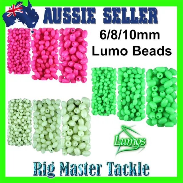 Fishing Soft Lumo/Glow Beads 300 Mega Combo Pack, Pink, Green or Ultra Bright