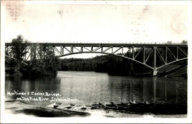 RPPC Mortimer E Cooler Bridge Pine River Dublin Michigan MI 1952 Postcard D14