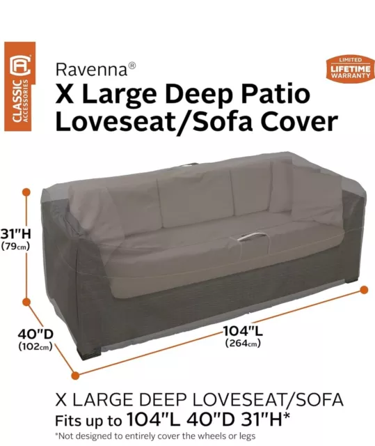 Classic Accessories Water-Resistant 104 Inch Patio Loveseat Furniture Cover Tarp