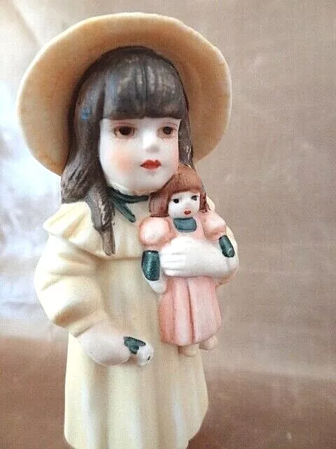 Jan Hagara Porcelain Figurine: "Rachael" - Girl with Dolly - NIB with COA