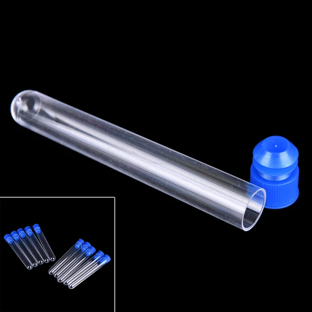 10pcs 15x100mm Clear Plastic Test Tubes Hard Plastic Test Tube With Wing Plug UB
