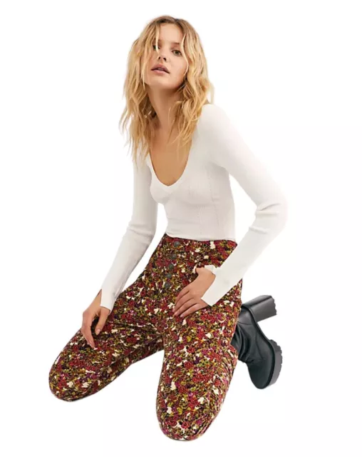 Free People | We The Free Sun Chaser Floral Cord Skinny Pants Women’s Size 30