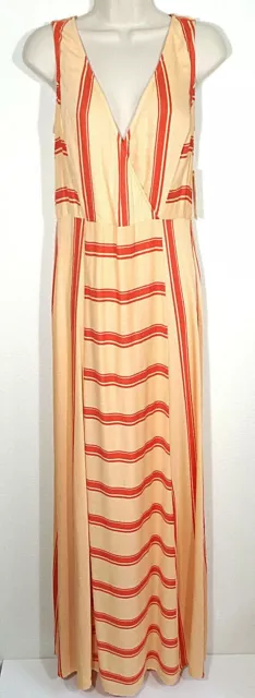 Ella Moss Women Size Small Maxi Dress Striped Surplice Anabel Lined Persimmon