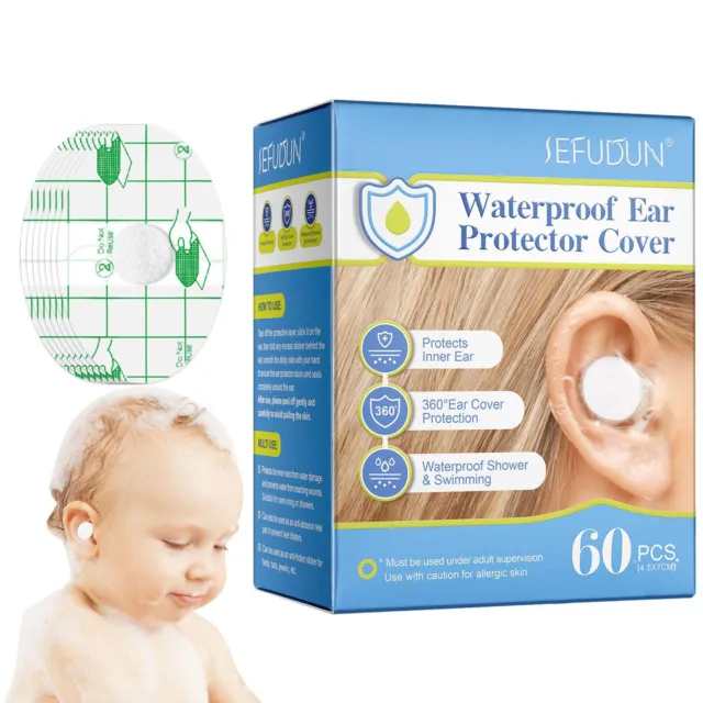 60 Pcs Ear Covers Waterproof Baby Shower Swimming Ear Stickers Newborn Ear  Plugs Kids Disposable Ear Tape Ear Protectors Showering Surfing Snorkeling