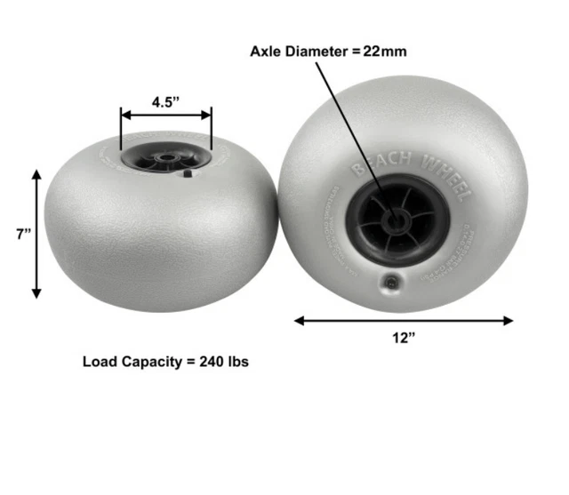 new.. Replacement Balloon Wheels | 12" Sand Tires for Beach Cart or Kayak Dolly