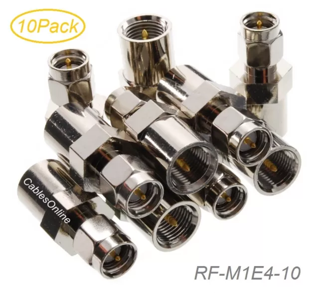 10-Pack FME Male to SMA Male 50-ohm Coax Antenna Adapters, RF-M1E4-10