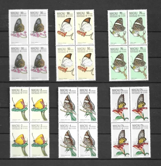 MACAO - MNH -  1985 - 4x COMPLET MNH SETS ( blocks of 4 ) -  Butterflies