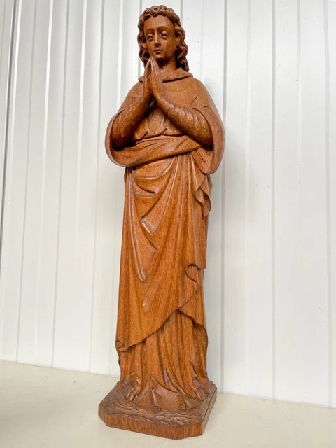 An Exceptional French Gothic Revival Church Statue of A Praying saint/Angel -oak