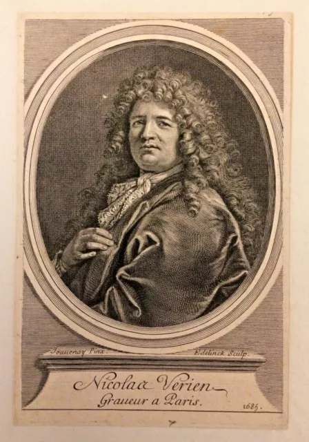 portrait de Nicolas Verien, graveur, gravure portrait XVIIIe Gérard Edelinck 2