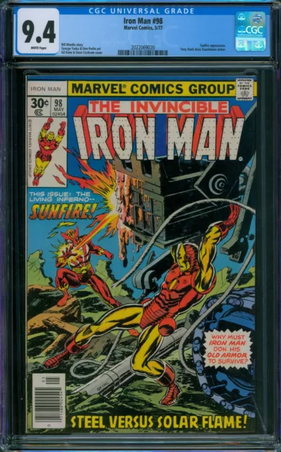 Invincible Iron Man #98 CGC 9.4 NM Wp Vs. Sunfire Marvel Comics 1977 Tony Stark