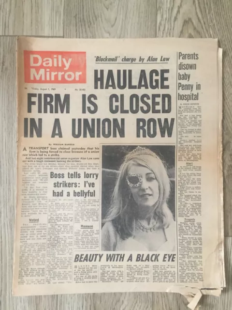 Daily Mirror Newspaper 1st August 1969 HMS Blake