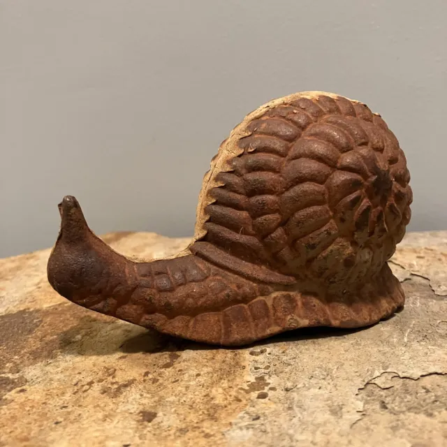 Vintage Cast Iron Snail Figurine, Doorstop, Home & Garden Decor  5”x3”