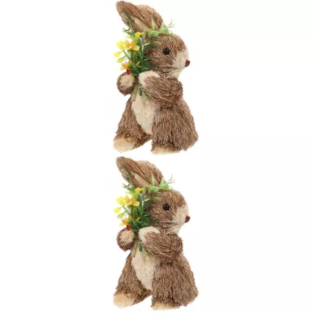 2 Stk. Handgewebte Kaninchenfiguren für Frühling & Geburtstagsdekoration 2