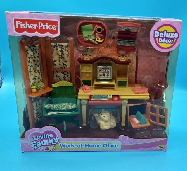 Loving Family Work at Home Office Desk Cat 2004 Fisher price NIB