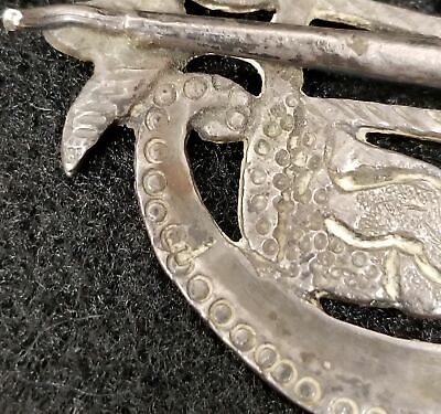 Antique Spanish Colonial Hallmarked Silver Belt Buckle Figural Birds 5