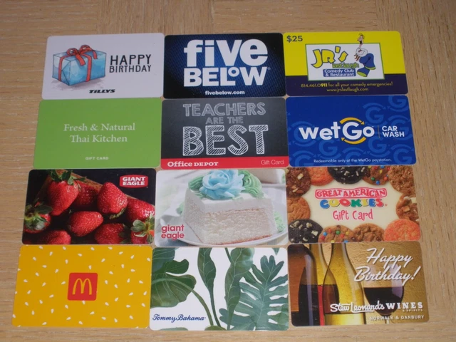 Miscellaneous #1   12 different new and used collectible gift cards