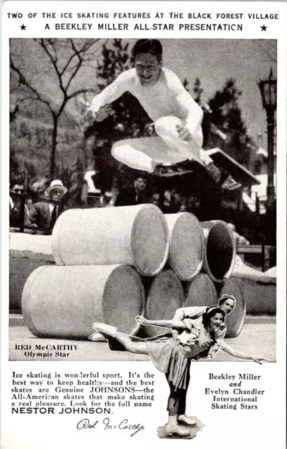 Chicago, IL Illinois ICE SKATING STARS PERFORMING~Black Forest Village  Postcard