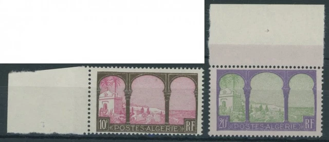 ALGERIEN 1927, 10 Fr. braun/lilarot und 20 Fr. lila/hellgrün auf lila,