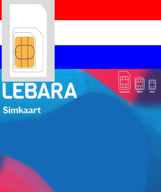 LEBARA NETHERLANDS, NL, Prepaid sim card. For Holland. No Registration needed. EUR 9,17