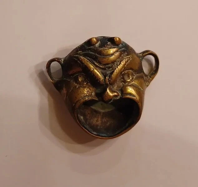 Brass Wide Mouth Devil Face Bottle Opener Ashtray