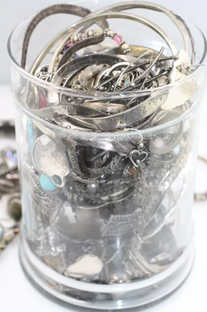2 + lbs pounds 925 sterling silver jewelry scrap lot wear repair rings 2 spoons 3