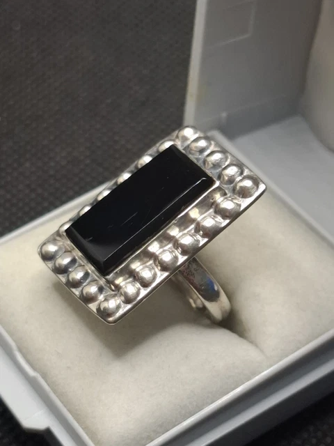 Bague Jonc Large En Argent 925 Massif Avec Strass - Taille 61 - Style Dôme - Occasion