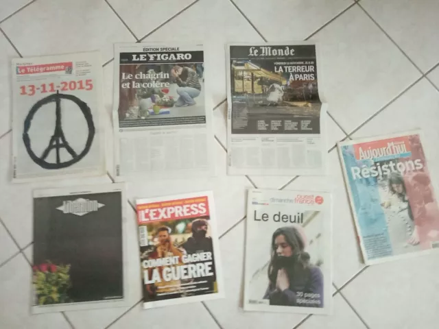 special attentats Paris bataclan 13 novembre 2015 lot 7 magazines journaux