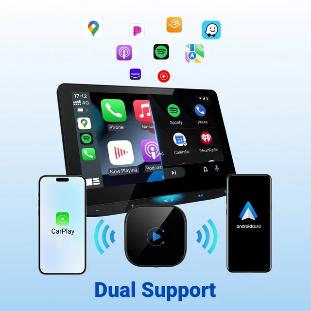 Adaptateur CarPlay Sans Fil 2 En 1 Euakee - CarPlay & Android Auto Plug & Play Pour Voiture 2016+