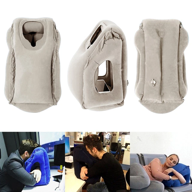 Inflatable Air Travel Pillow Airplane Office Nap Rest Neck Head Chin Cushion 2